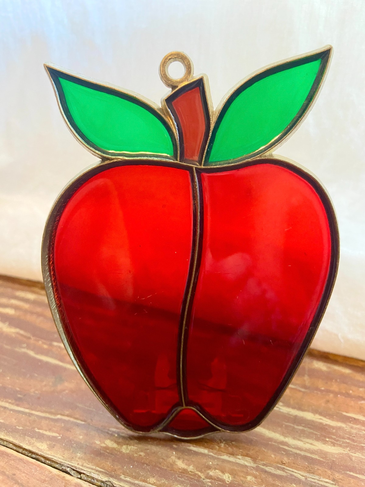 Vintage Red Apple Stained Glass Style Sun Catcher Clip On Night Light Cover Only
