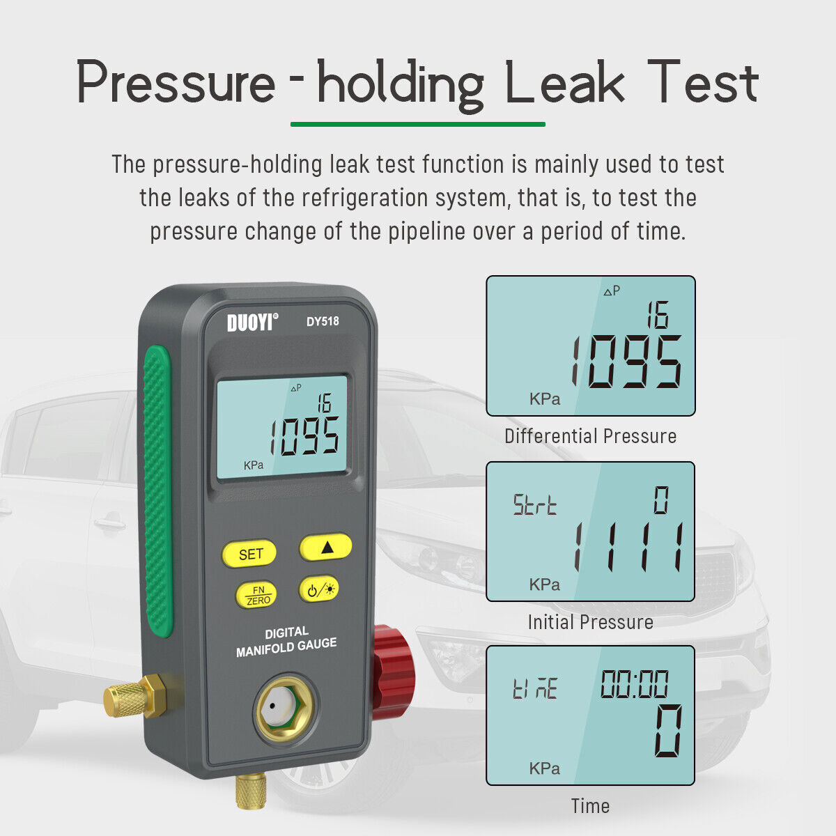 Refrigeration Digital Pressure Gauge Set HVAC System Manifold Temp Vacuum Test