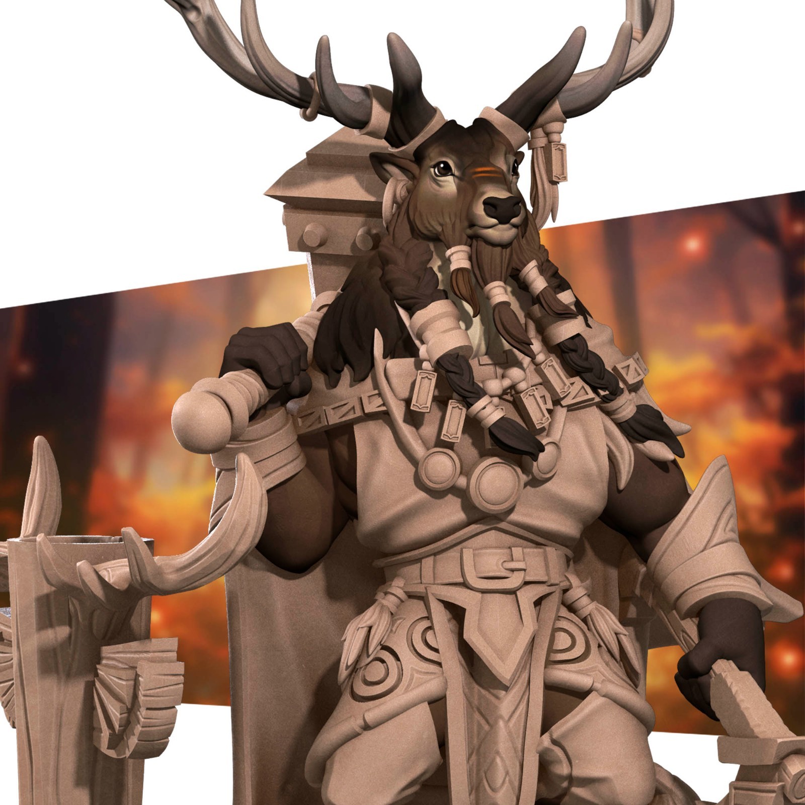 Deerfolk Shaman with Totem - Reindeer - Bite the Bullet - Dungeons and Dragons