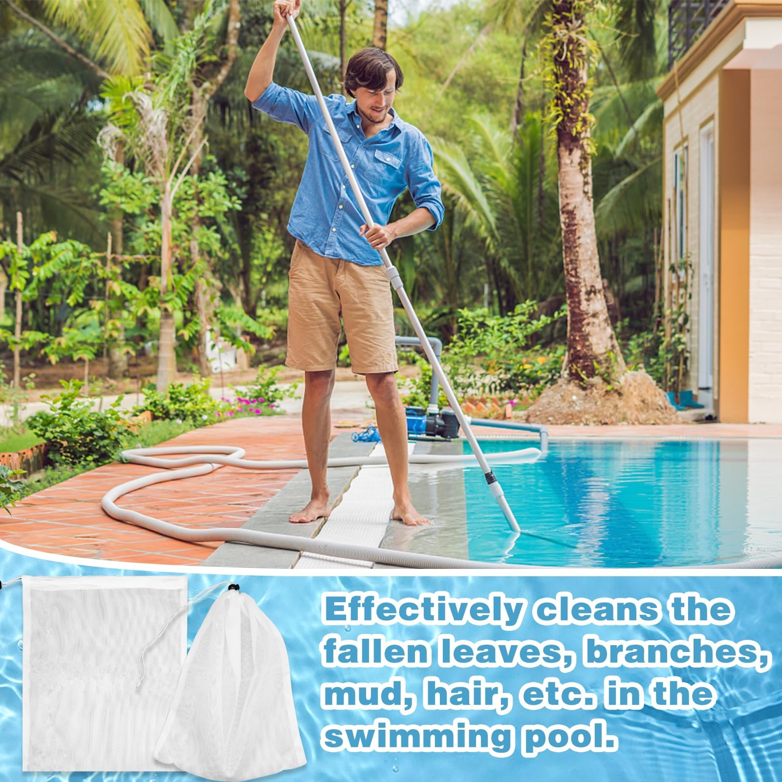 4Pcs Pool Vacuum Replacement Mesh Bag, Leaf Net Bag Fine White