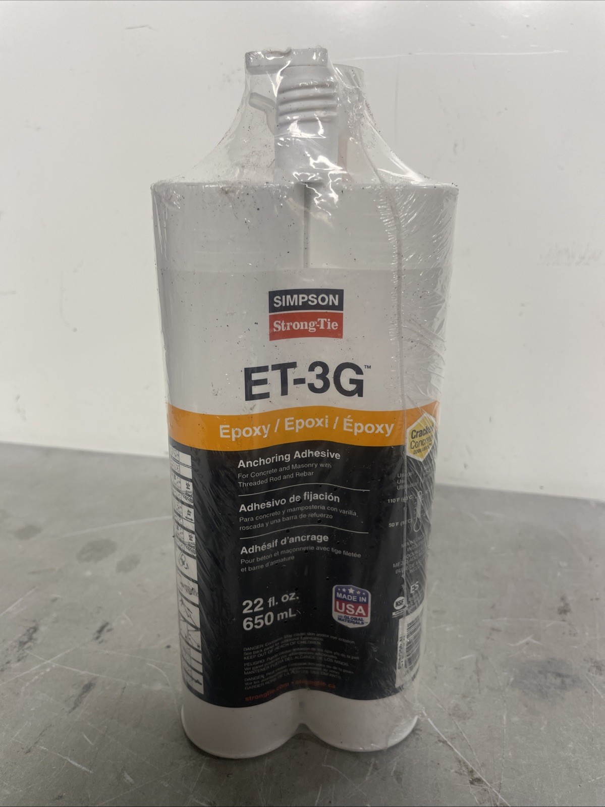 Simpson strong tie ET-3G anchoring adhesive 22 ounces. exp 27