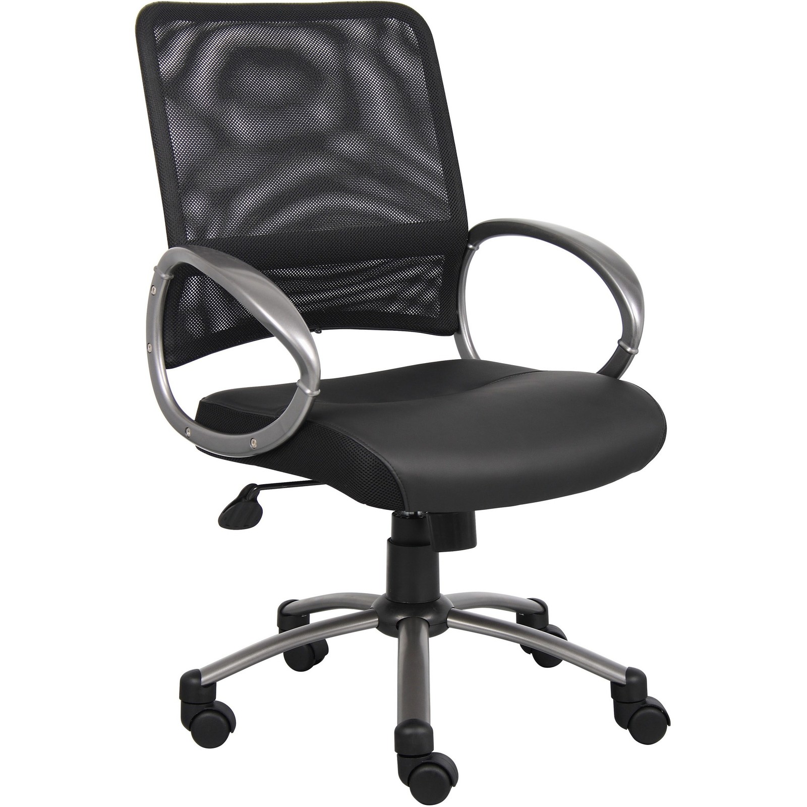 Lorell LLR69518 Mid Back Task Chair Black Leather