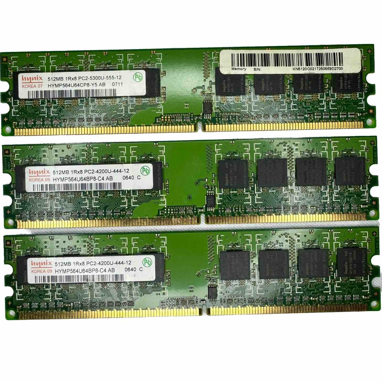 3 Hynix HYMP564U64BP8 512MB 1Rx8 PC2 5300U 555 12 Untested