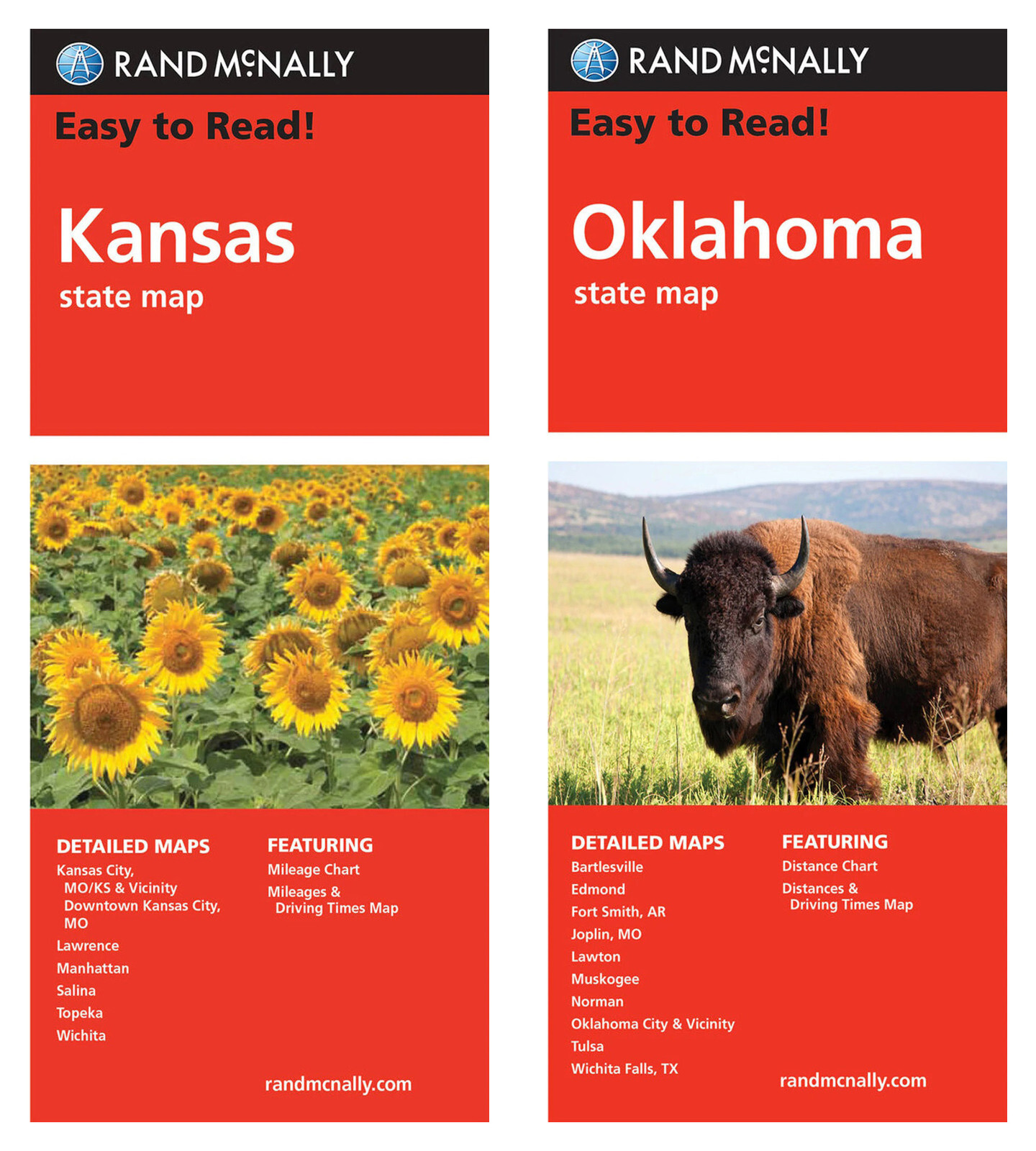 Rand McNally State Maps: Kansas and Oklahoma (2 Maps)