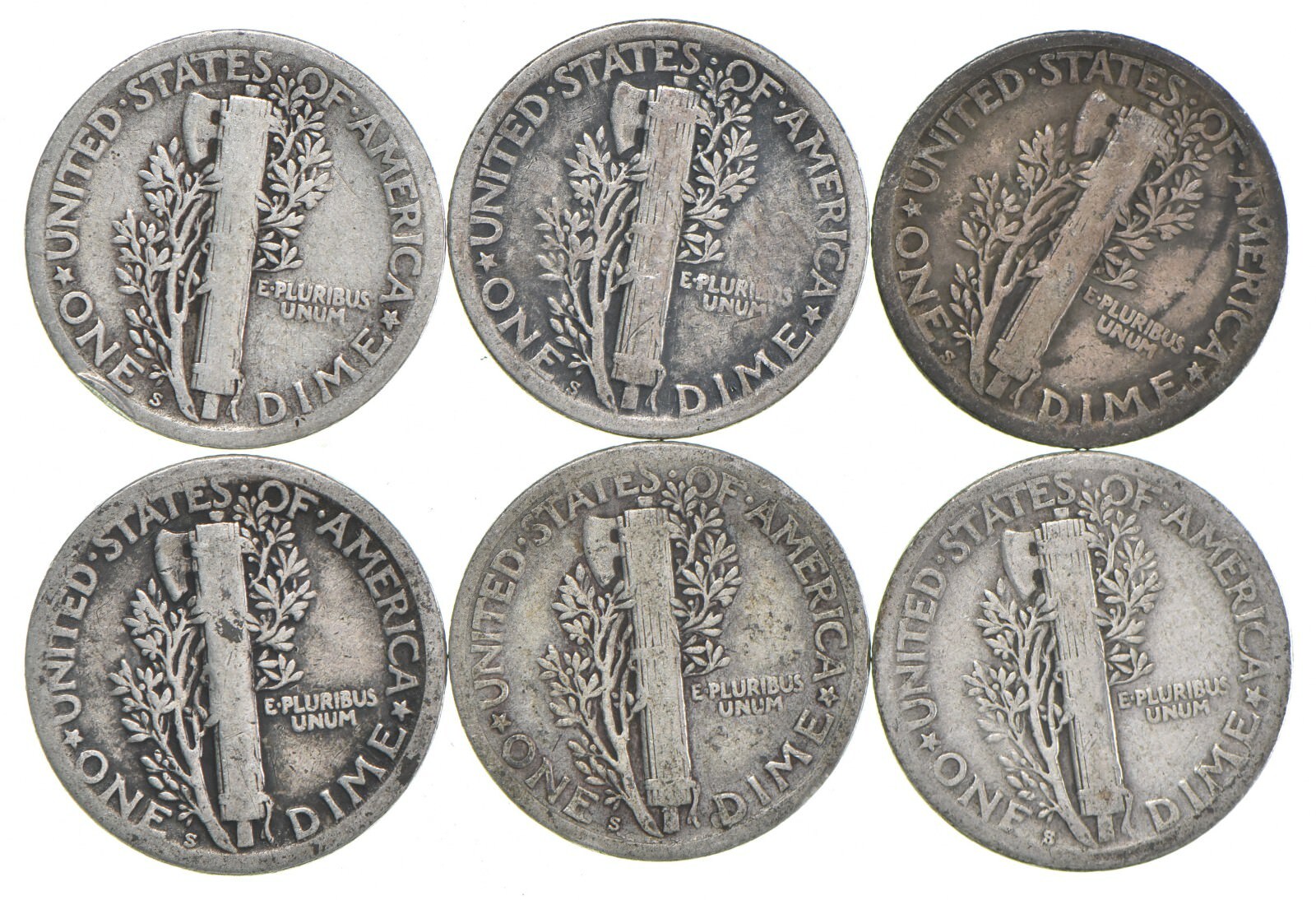 VG+ 1920-S Mercury 90% Silver Dime