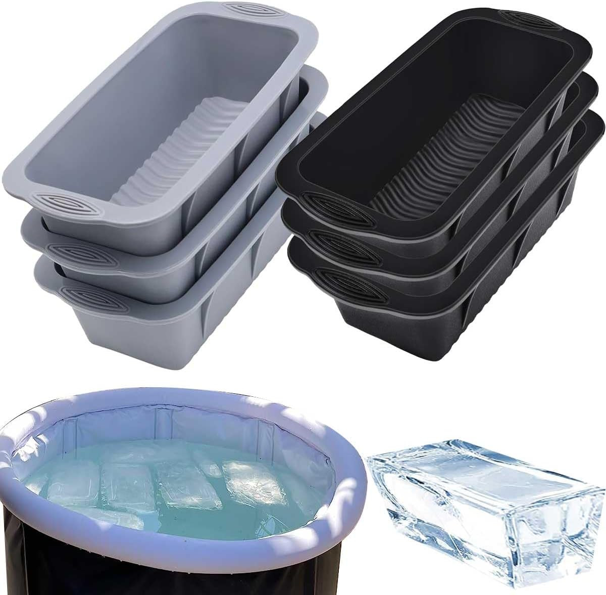 Large Ice Block Mold for Ice Bath Tub, 6 Pcs Extra Large Ice Cube Mold for Cold