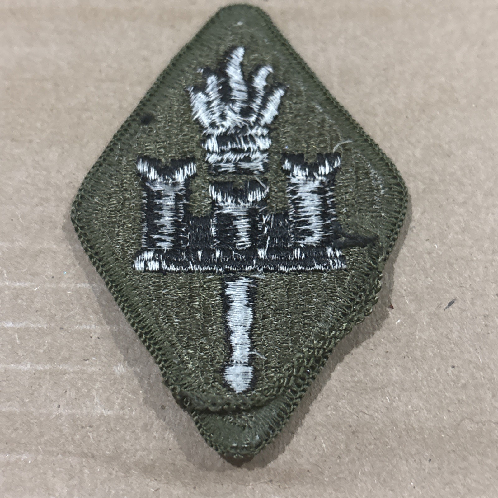 Vintage Military Patch Army Engineer School Subdued Variant Green Border