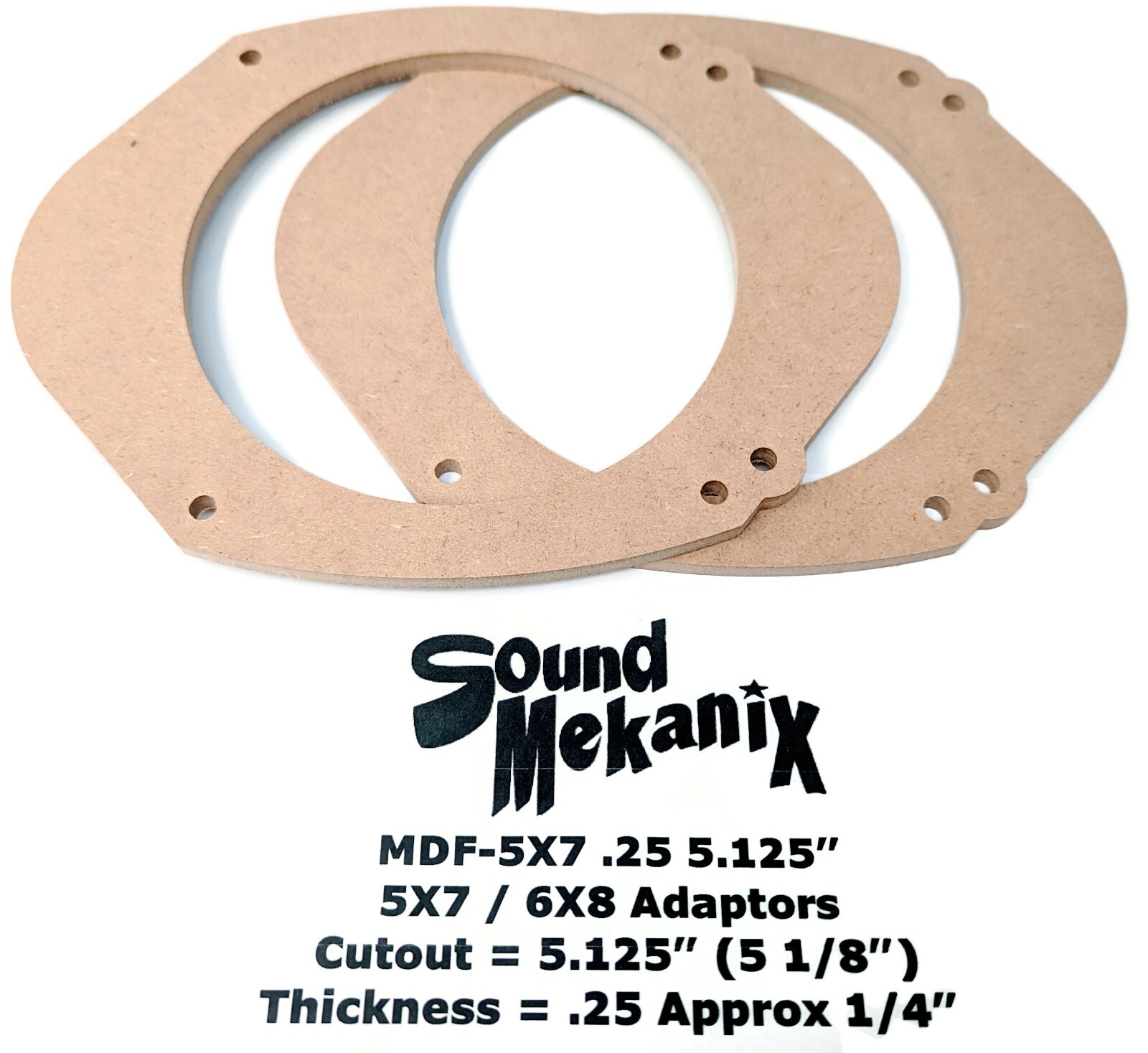 5x7" Sound Mekanix Universal MDF-5x7 .25" 5.125", 5x7-6x8 to 6.5" Adaptor 1 Pair