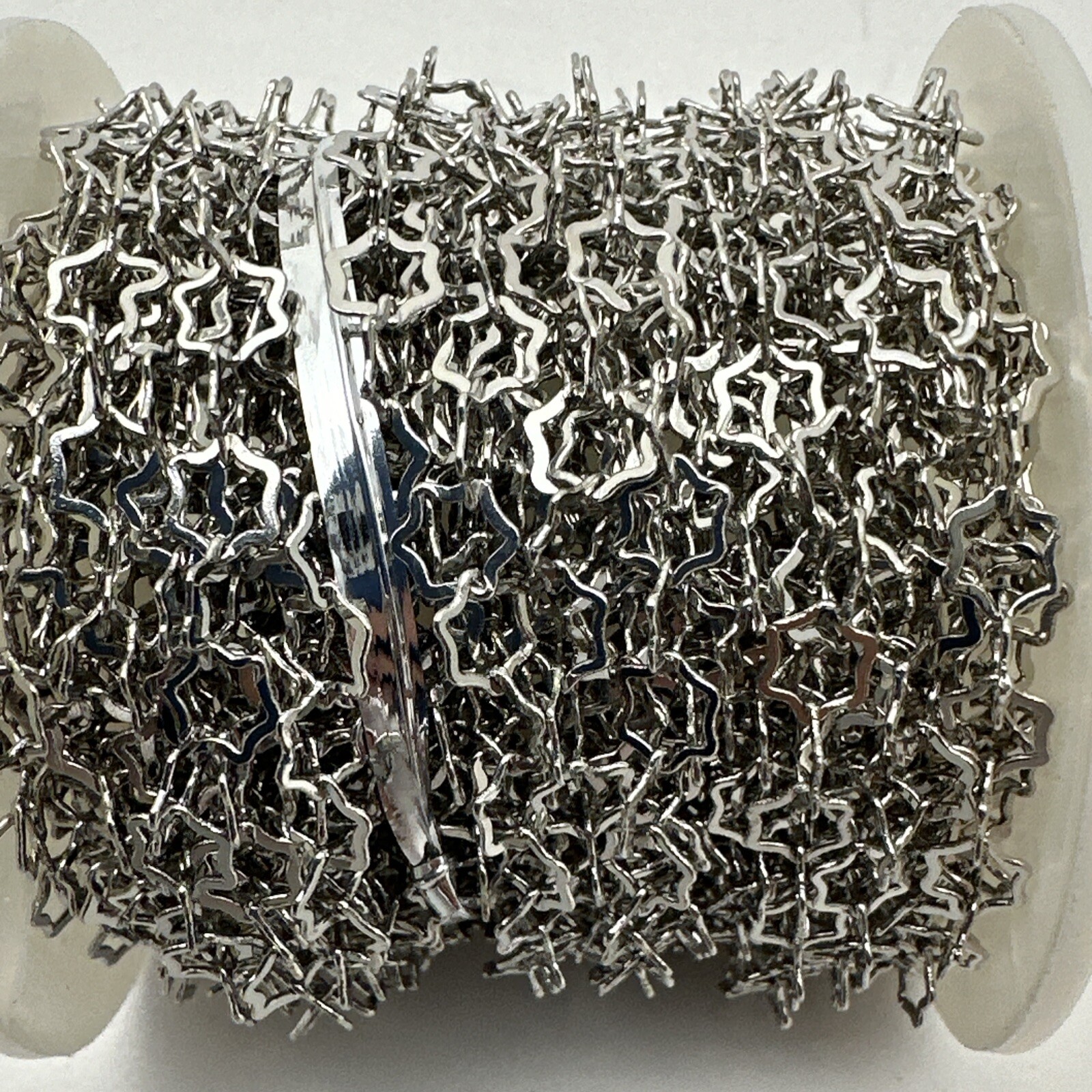 LOT of THREE (3)  32ft Spools of 6mm Rhodium Star Link Chain GB2