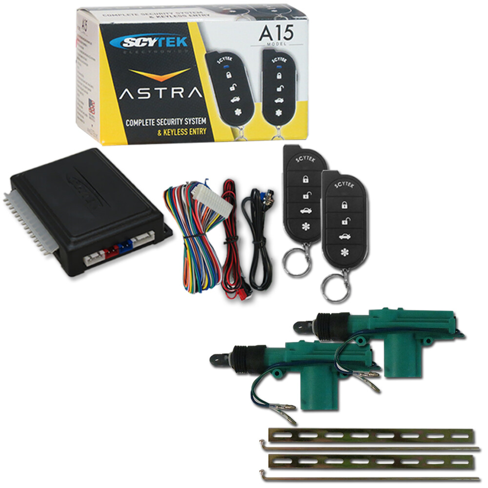Scytek Car Alarm System With Keyless Entry Plus Pair of 2-wire Door Actuator