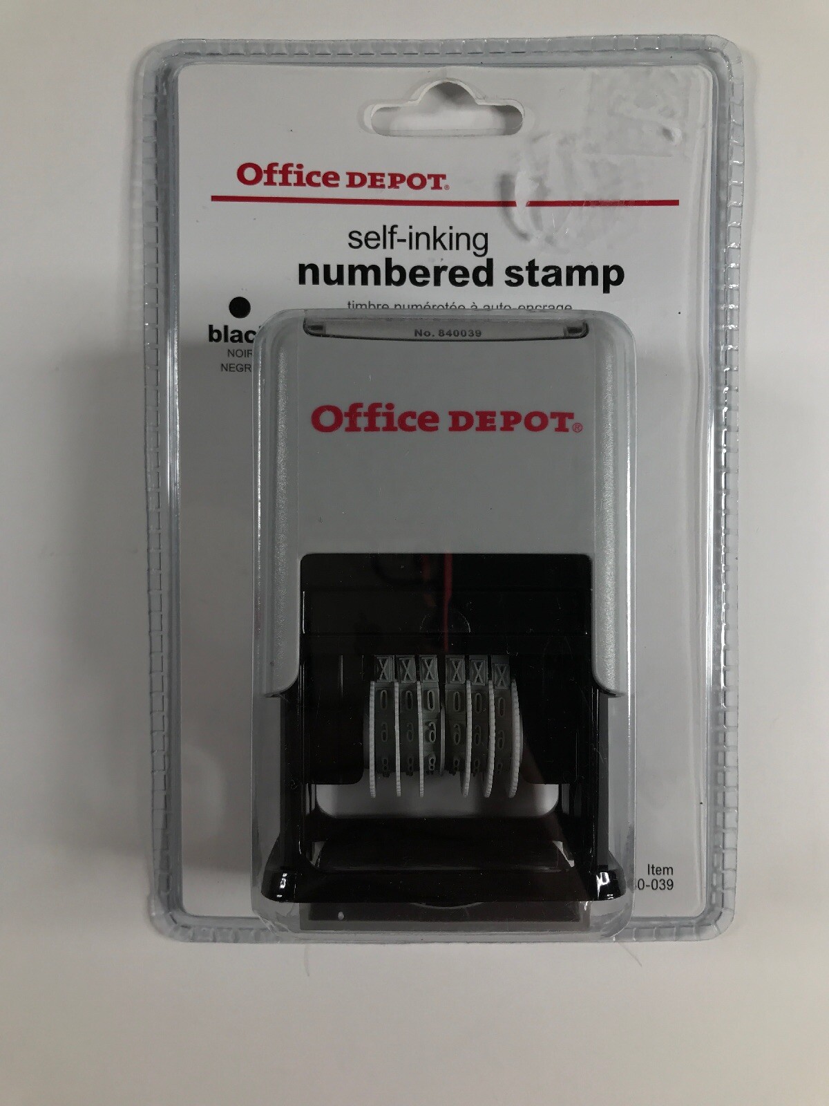 office depot self-inking numbered stamp black
