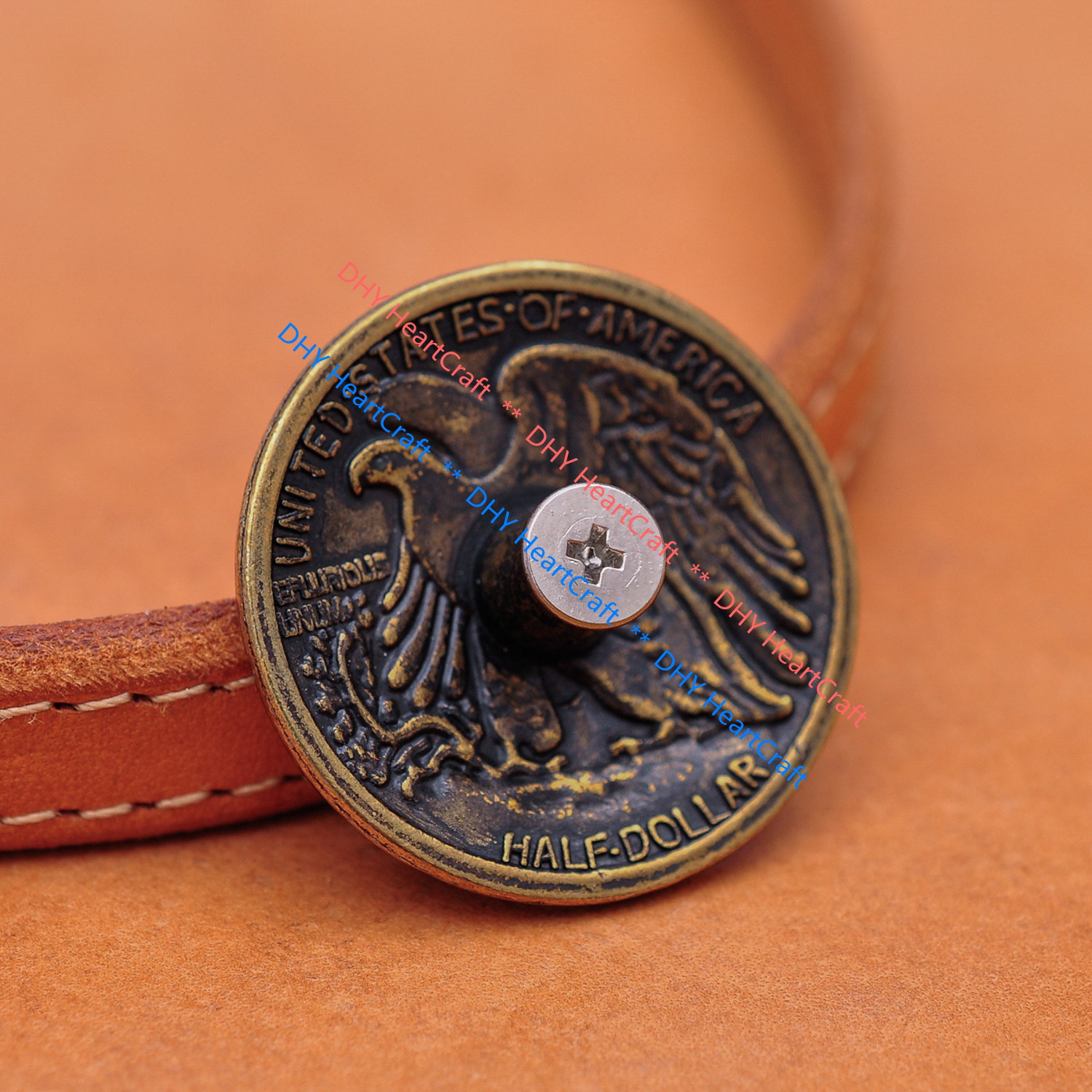 10X Retro Half Dollar Liberty Eagle Replica Leathercraft Conchos Set Screw Back