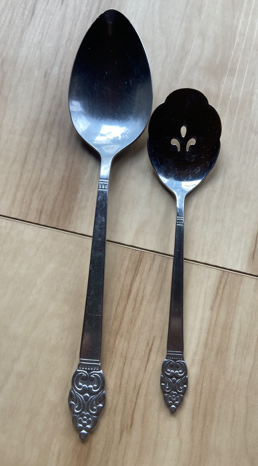 Oneida Community Nordic Crown MCM Stainless Flatware 2 Piece Set Serving Spoon