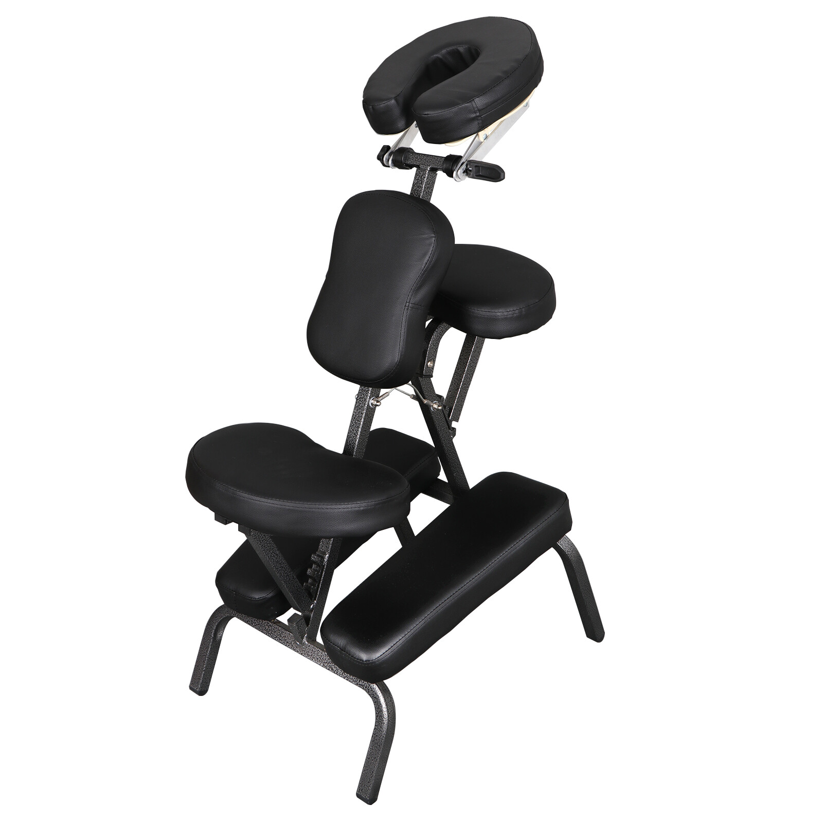 Portable Adjustable Massage Chair Spa Salon Massage Tattoo PU Leather Black