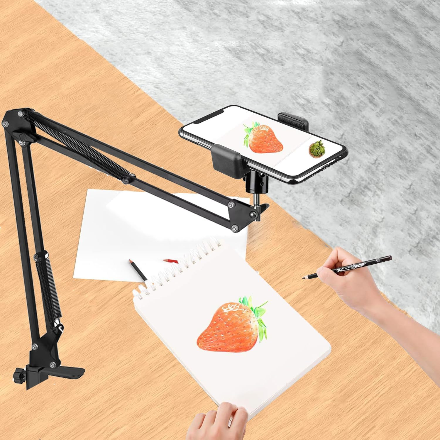 Overhead Tripod Mount for Camera Webcam Ring Light, over Head Articulating Arm w