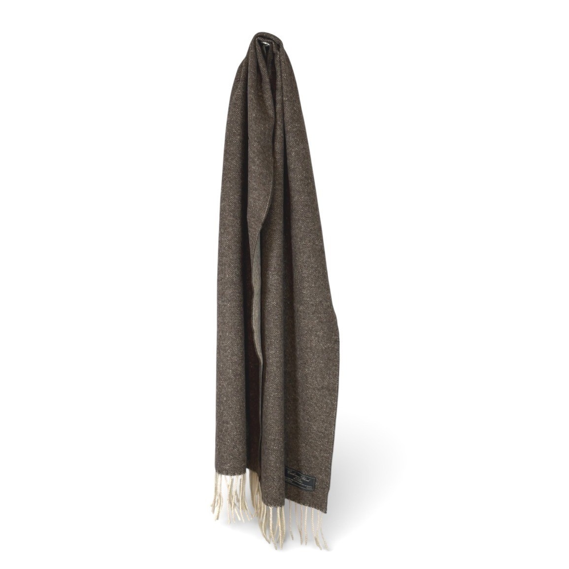 Linea Emmeti Brown Wool Cashmere Blend Scarf Made in Italy Fringed 12x71 NEW