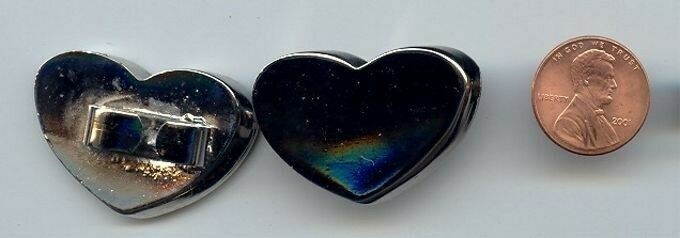 12 VINTAGE SILVER HEAVY HEART CLIP BACK FINDINGS  494a