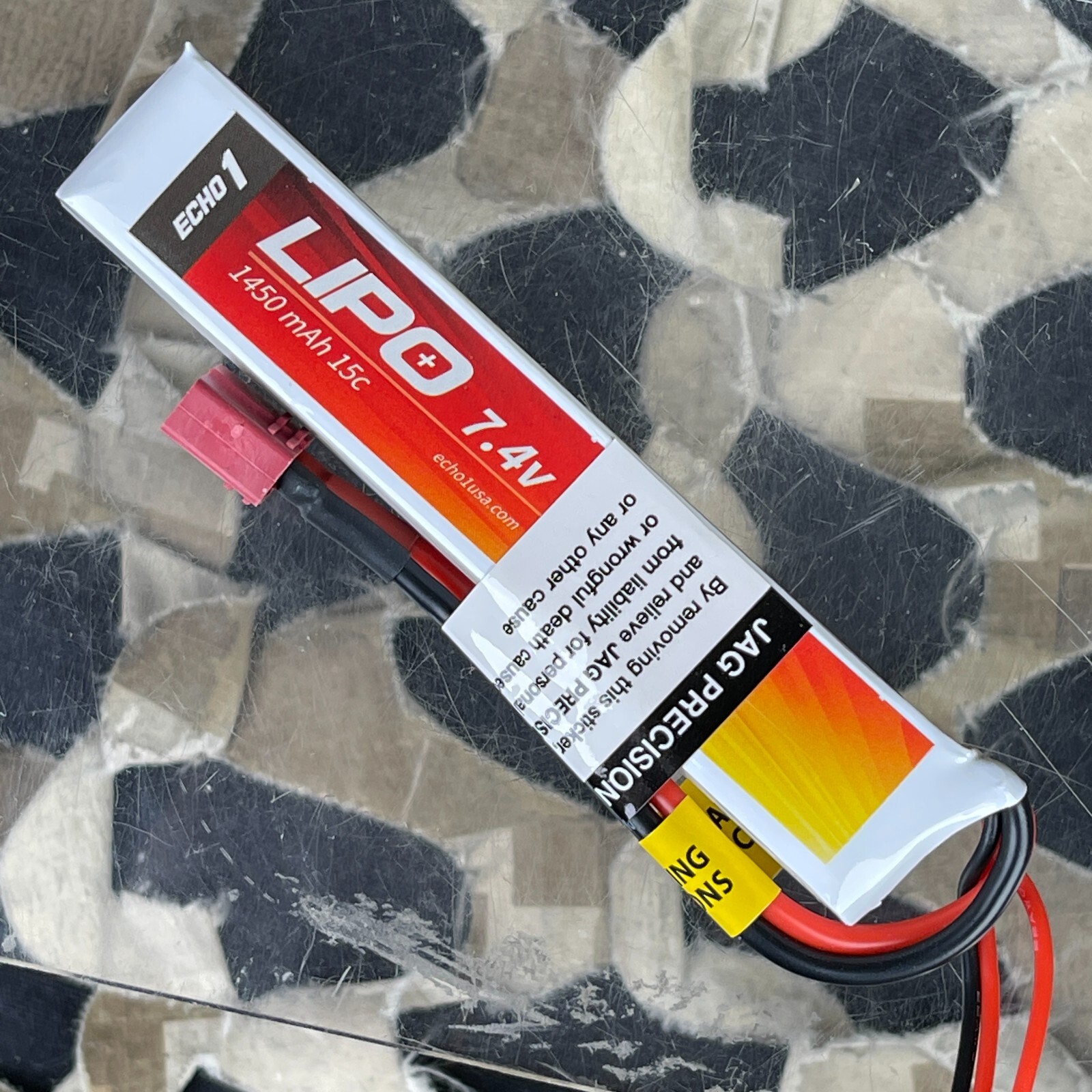 NEW Echo1 7.4V 1450mAh 15C Lipo Airsoft Battery Buffer Tube T Connector #5T