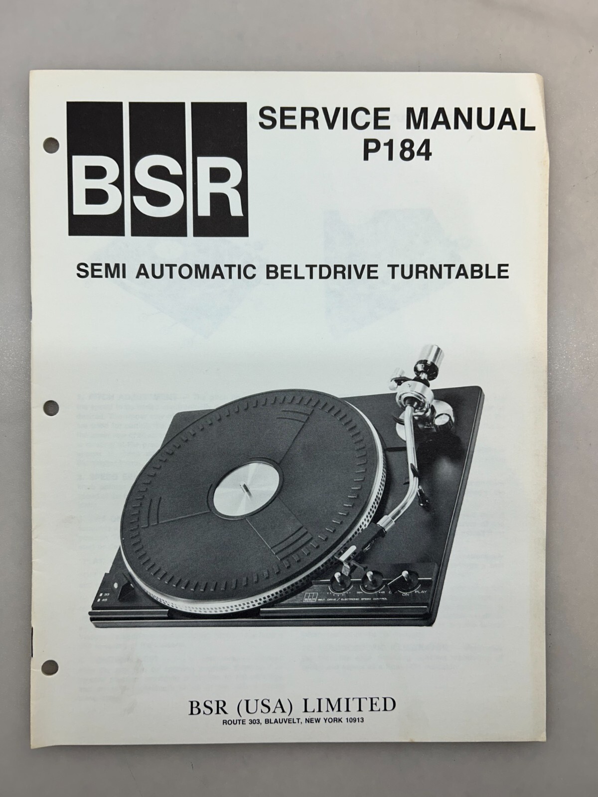 BSR P184 Original Service Manual Free Shipping