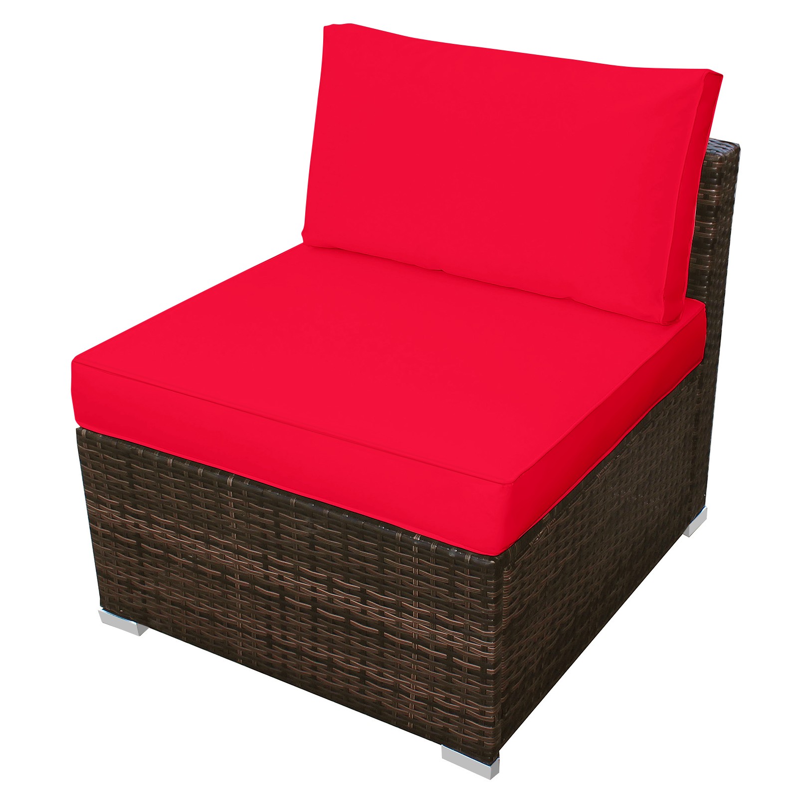 Topbuy 5 PCS Outdoor Rattan Wicker Sofa Set Lounge Chair W/ Red Cushions