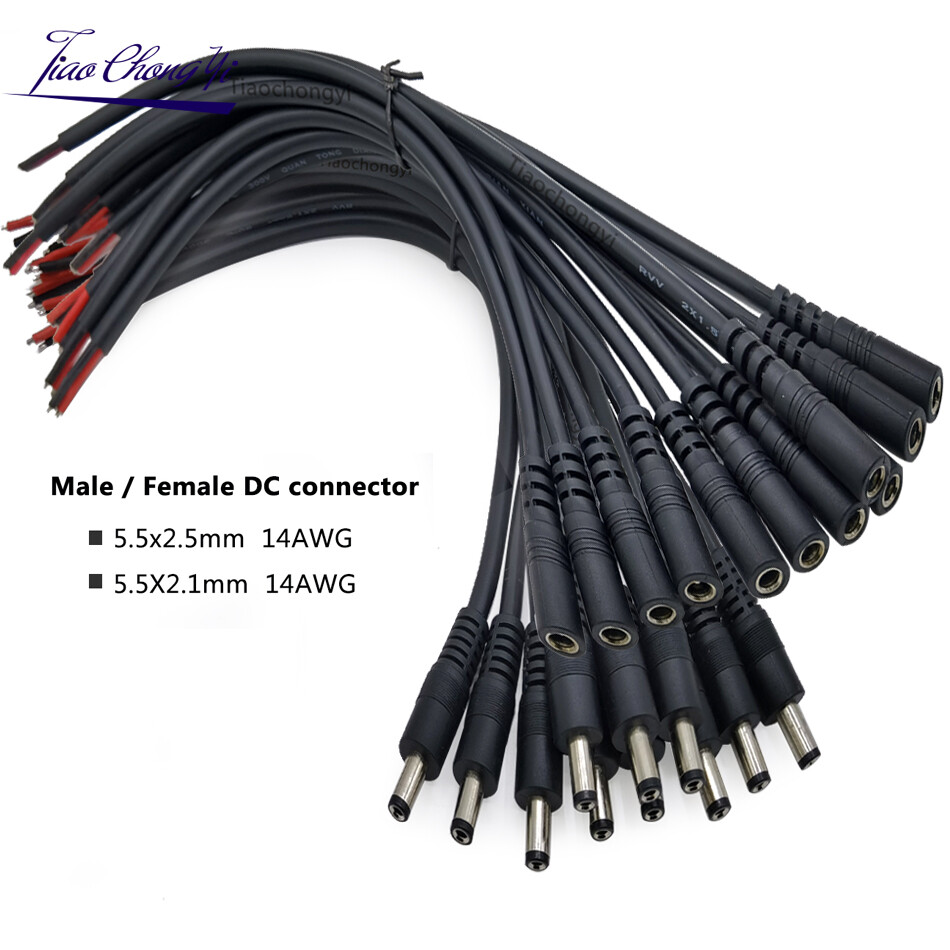 14AWG Male Female DC Power Socket Jack Connector Cable Plug Wire 30cm led strip