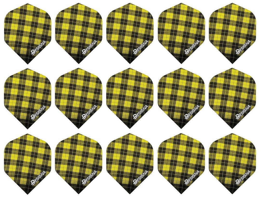 5 New Sets DSX Tartan Standard Dart Flights - Ships w/ Tracking - Yellow