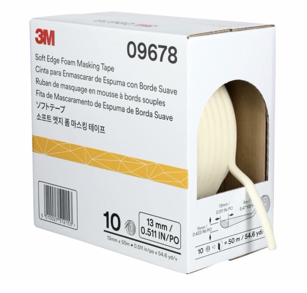 3M 9678 Foam Masking Tape For Automotive Paint Jamb Areas
