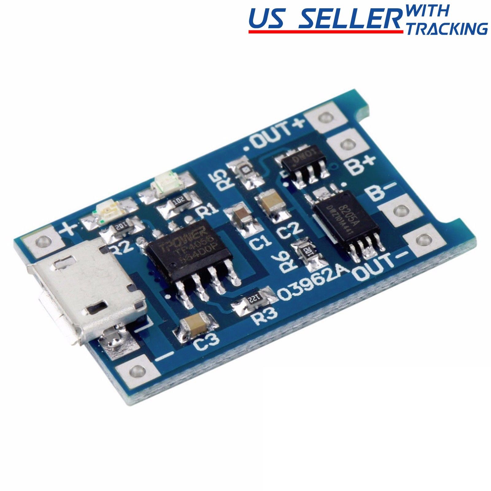 10pcs TP4056 5V 1A Micro USB 18650 Lithium Battery Charging and Protection Board