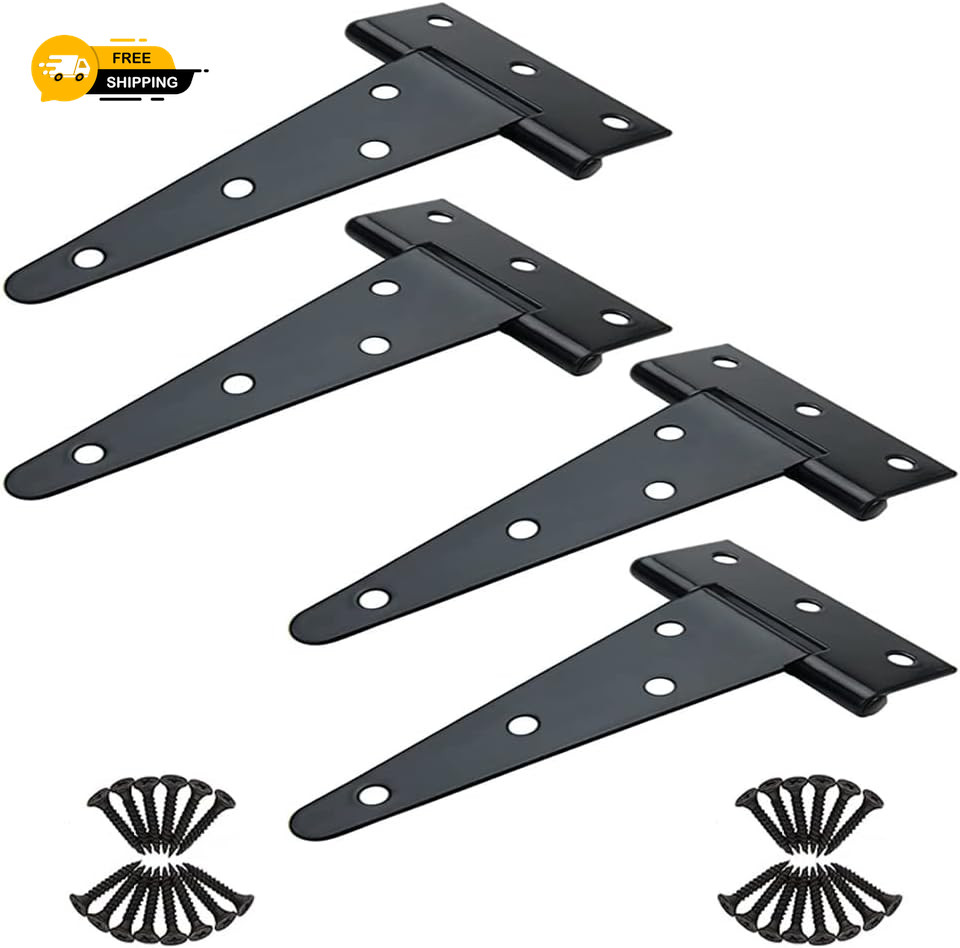 4 PCS 8" Heavy Duty T Strap Hinges Rustproof Gate Barn Shed Door Hinges Perfect