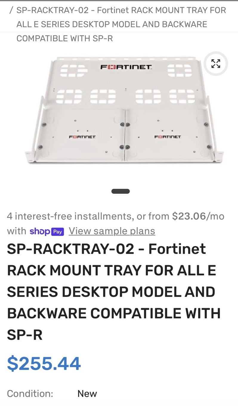 Fortinet 1U 19in Rackmount Mount Tray 650mm Depth 10kg SP-RACKTRAY-02