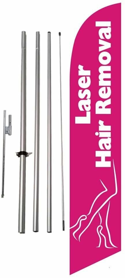 Laser Hair Removal Advertising Feather Banner Swooper Flag Kit w/Spike