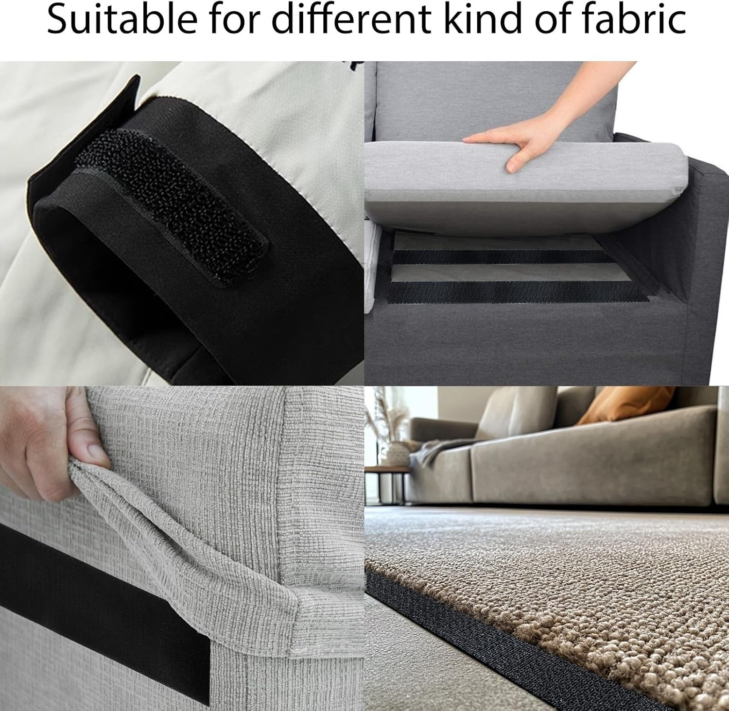 COCOBOO 4 Inch X 9 Feet Hook and Loop Tape for Couch Cushions, Strips with Adhes