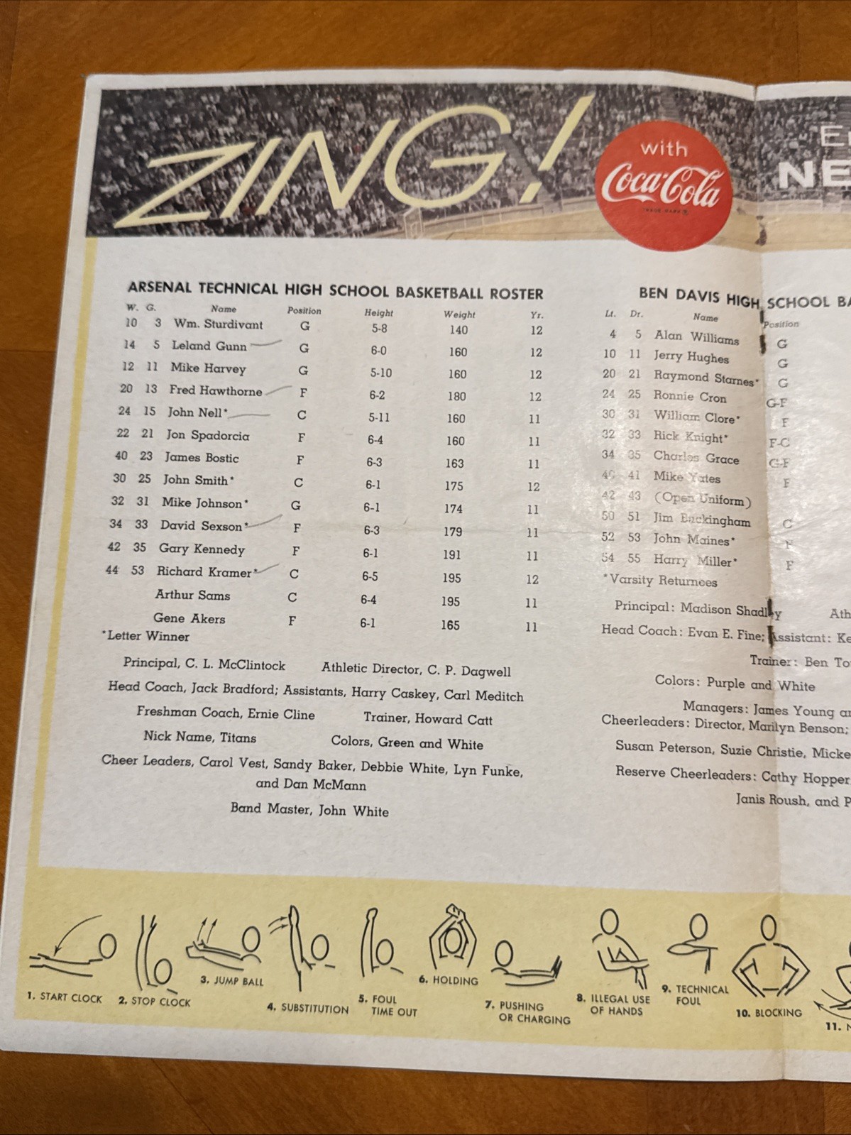 1963 Indianapolis High School Basketball Game Program, Tech vs Ben Davis