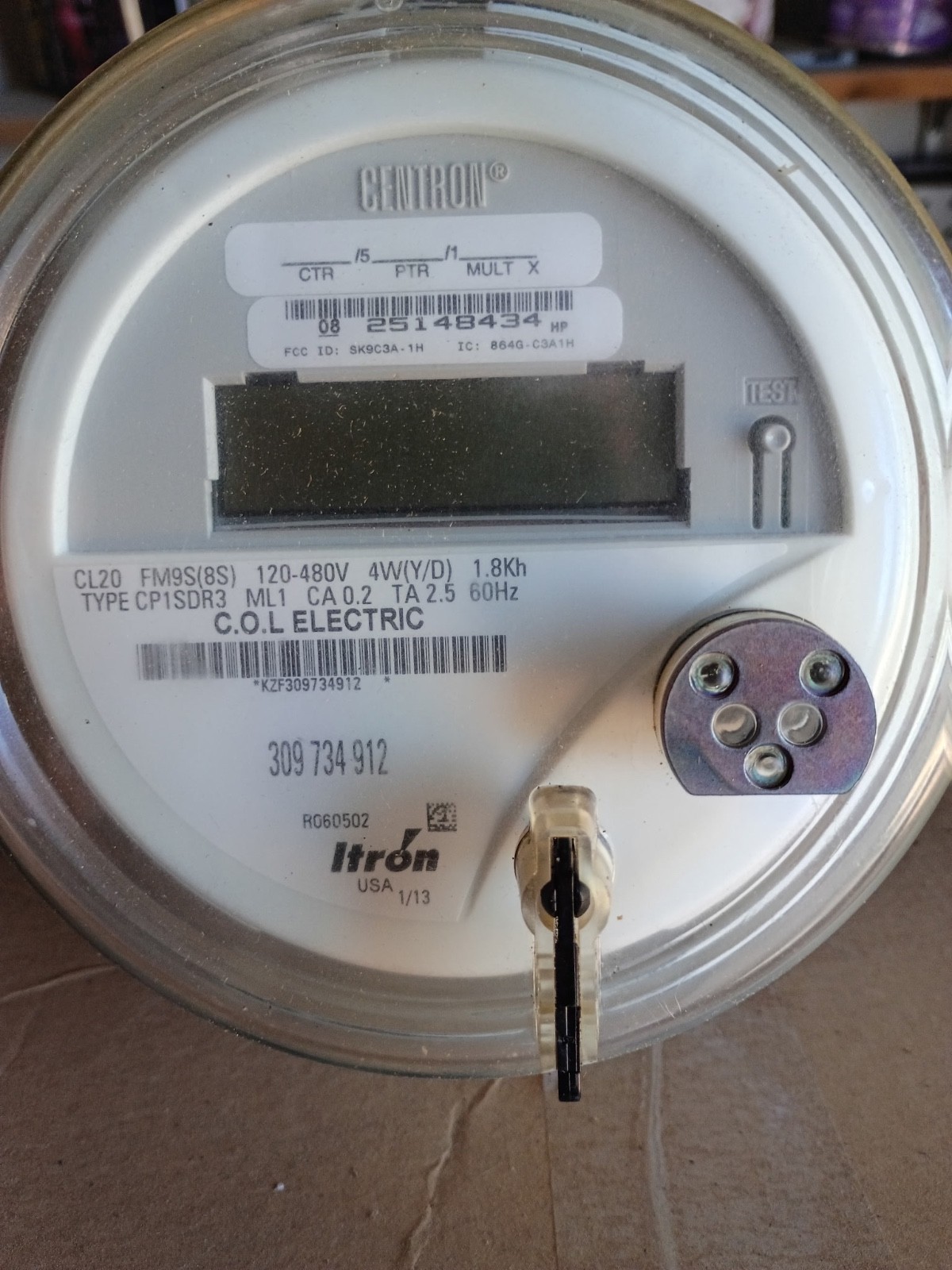 Lot Of 4 ITRON WATTHOUR METER KWH, CP1SDR3, FM16S, 4W, 10 LUG, Y/D 320A 120-480V