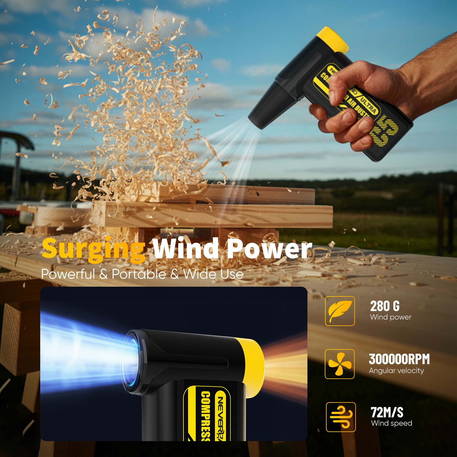 Portable Compressed Air Duster Cordless Cleaner Mini Blower High Power 8000mAh