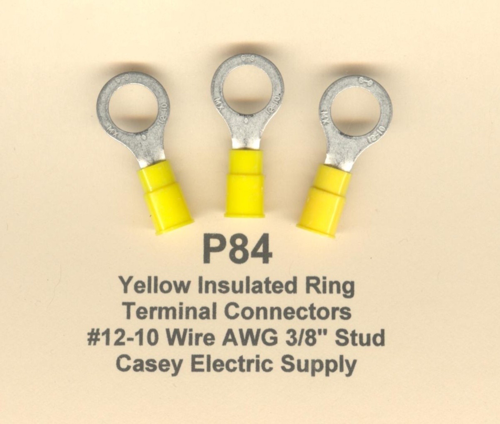 25 Yellow Insulated RING Terminal Connector #12-10 Wire Gauge AWG 3/8" Stud USA