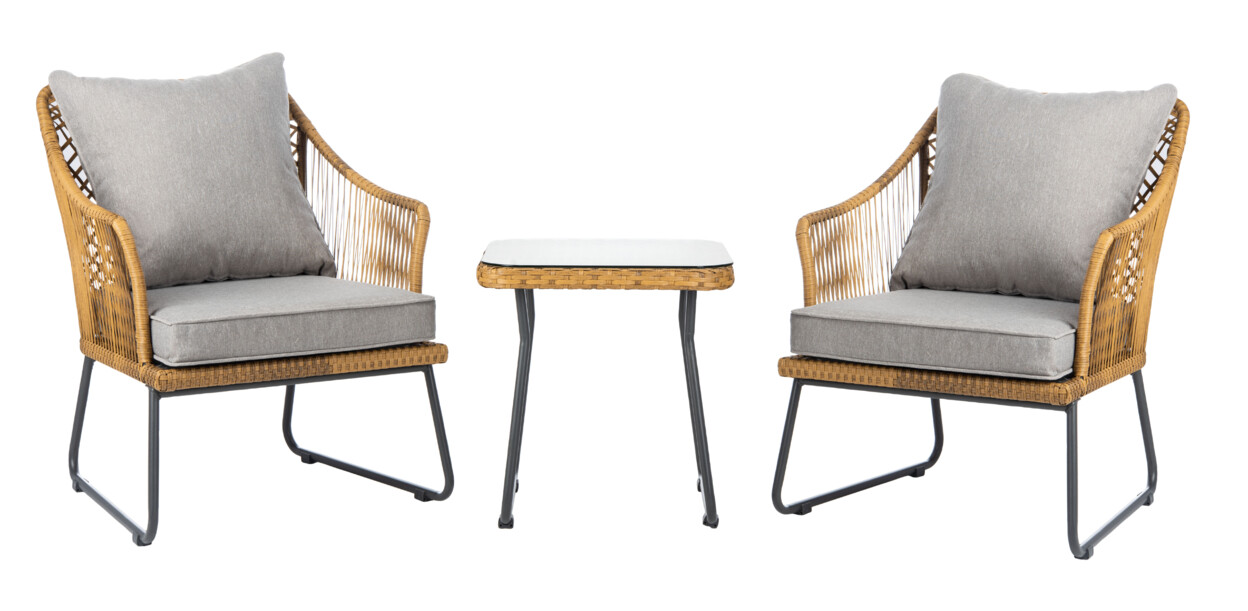SAFAVIEH Jensen 3-Piece Lounge Set | Natural / Grey |