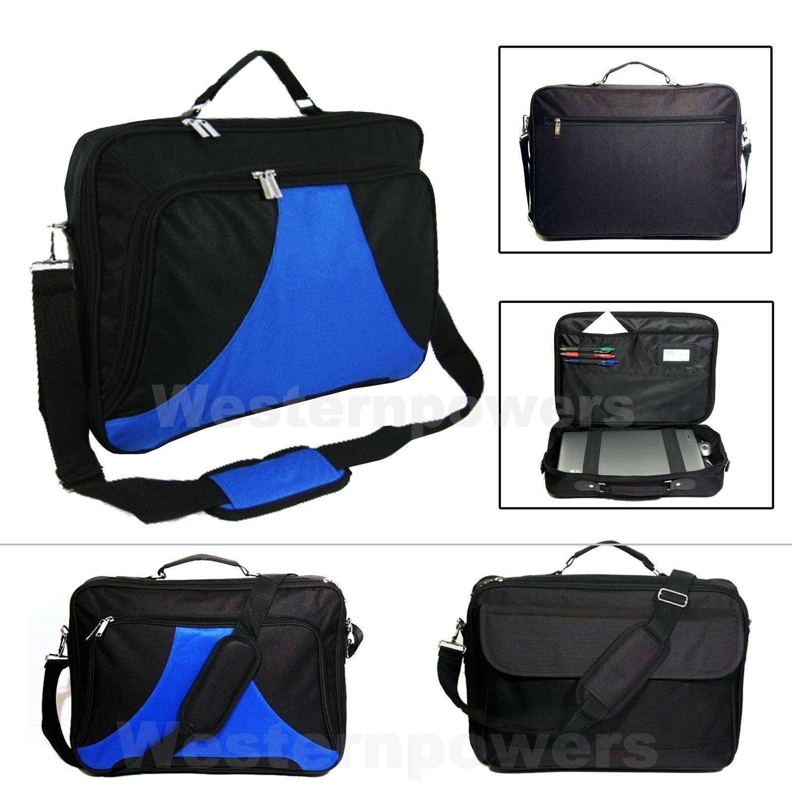 18 18.4 Inch Laptop Messenger bag case briefcase Blue Black for Macbook air/pro