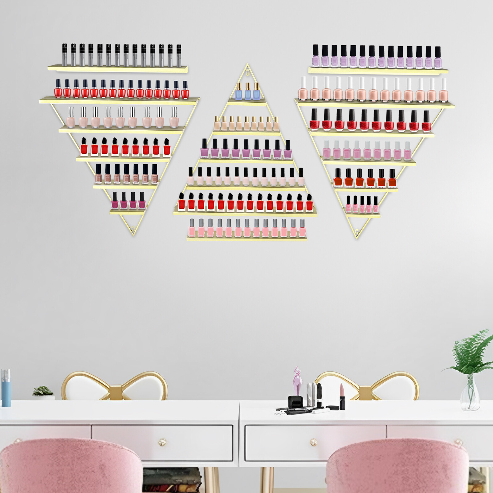 Triangle Display?Racks Wall-mount 5 Tiers Nail?Polish Display Shelves For Home