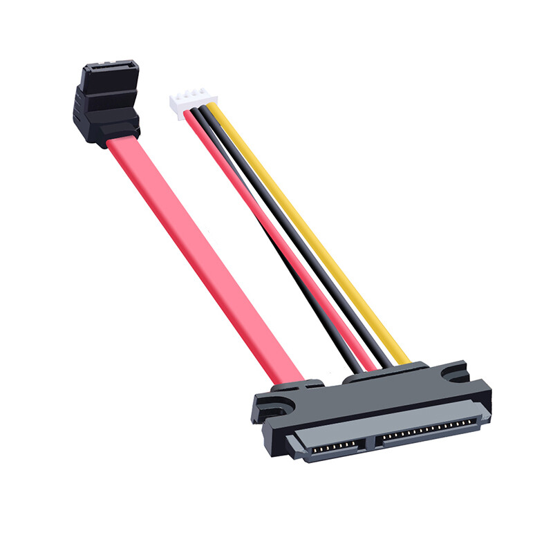 7+15Pin 22P 90 Degree Power 4pin SATA Integrated Hard Disk Drive Data ITX Cable