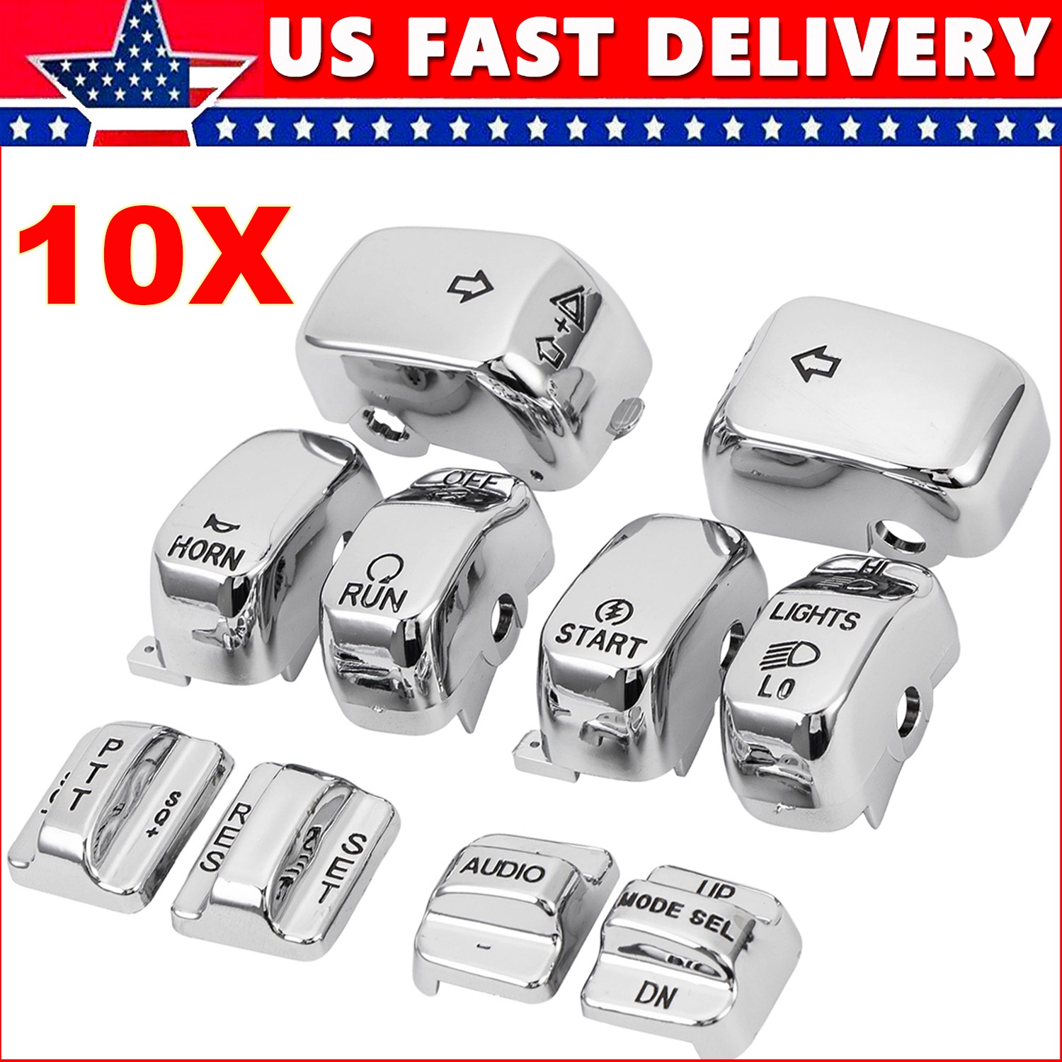 For 1996-13 Harley Touring Hand Control Switch Cover Housing Button Cap Set ABS