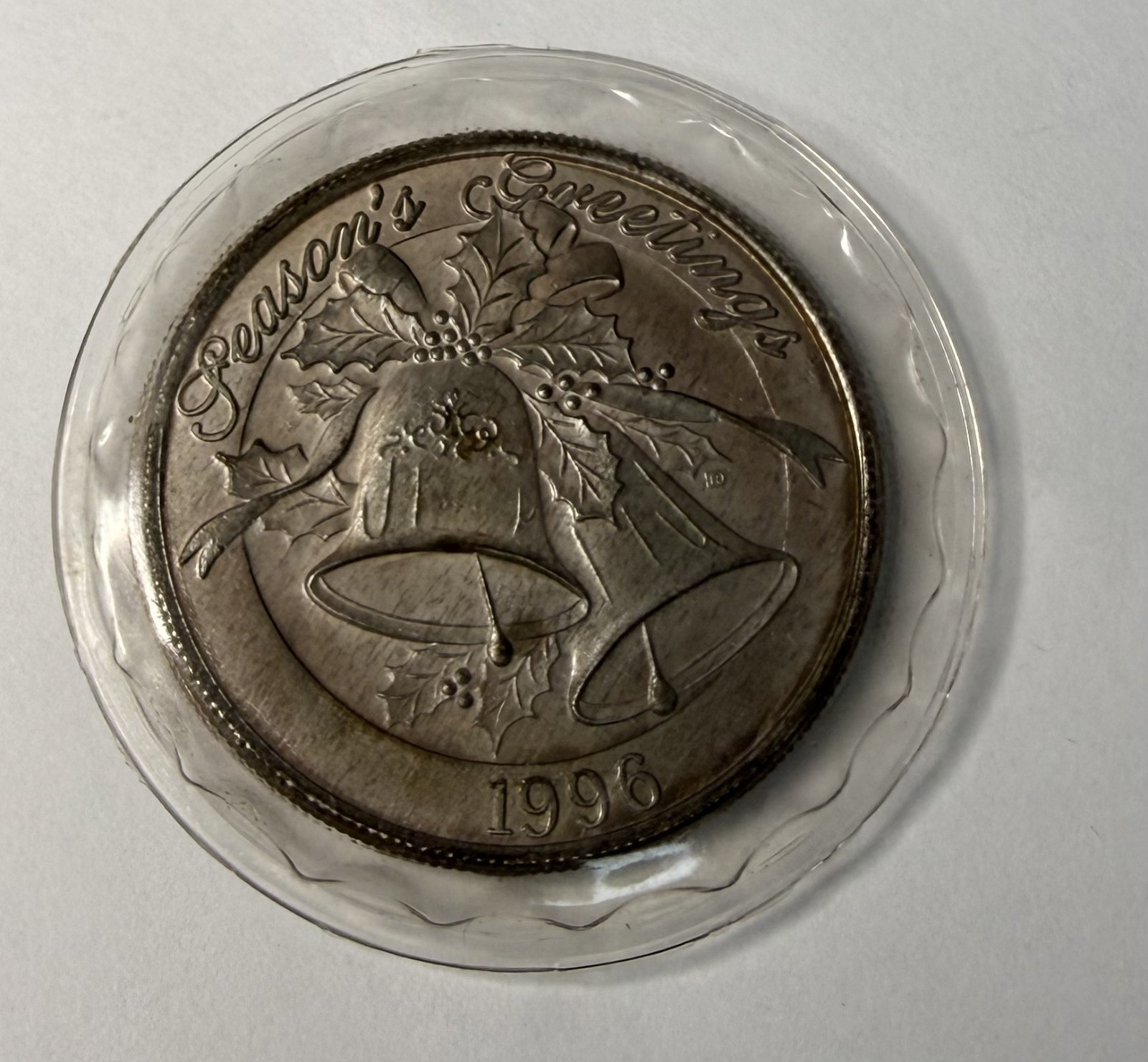 1oz .999  1996 Seasons Greetings  Silver Round- Toning