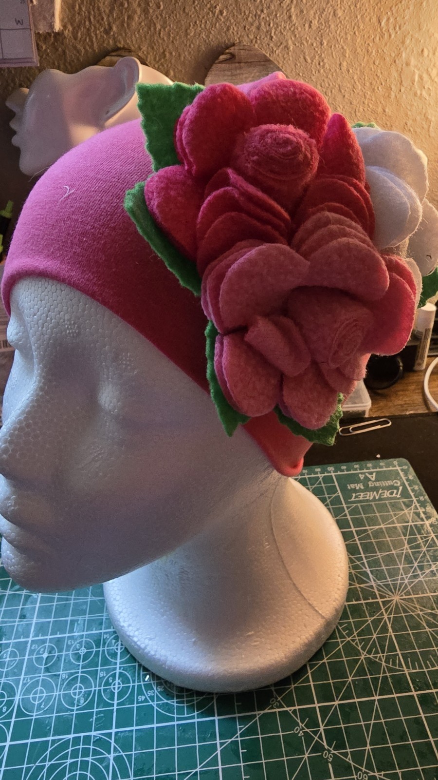 Adult/Child Beanie with full front flower brand new