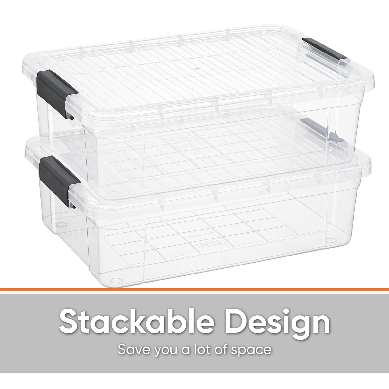 Superio Clear Storage Box with Lid, 13.7 Qt Stackable Plastic Organizer Bin