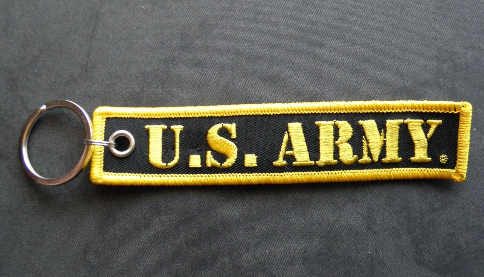 US ARMY VETERAN EMBROIDERED KEY RING BAG TAG STRAP 5 X 1 INCHES