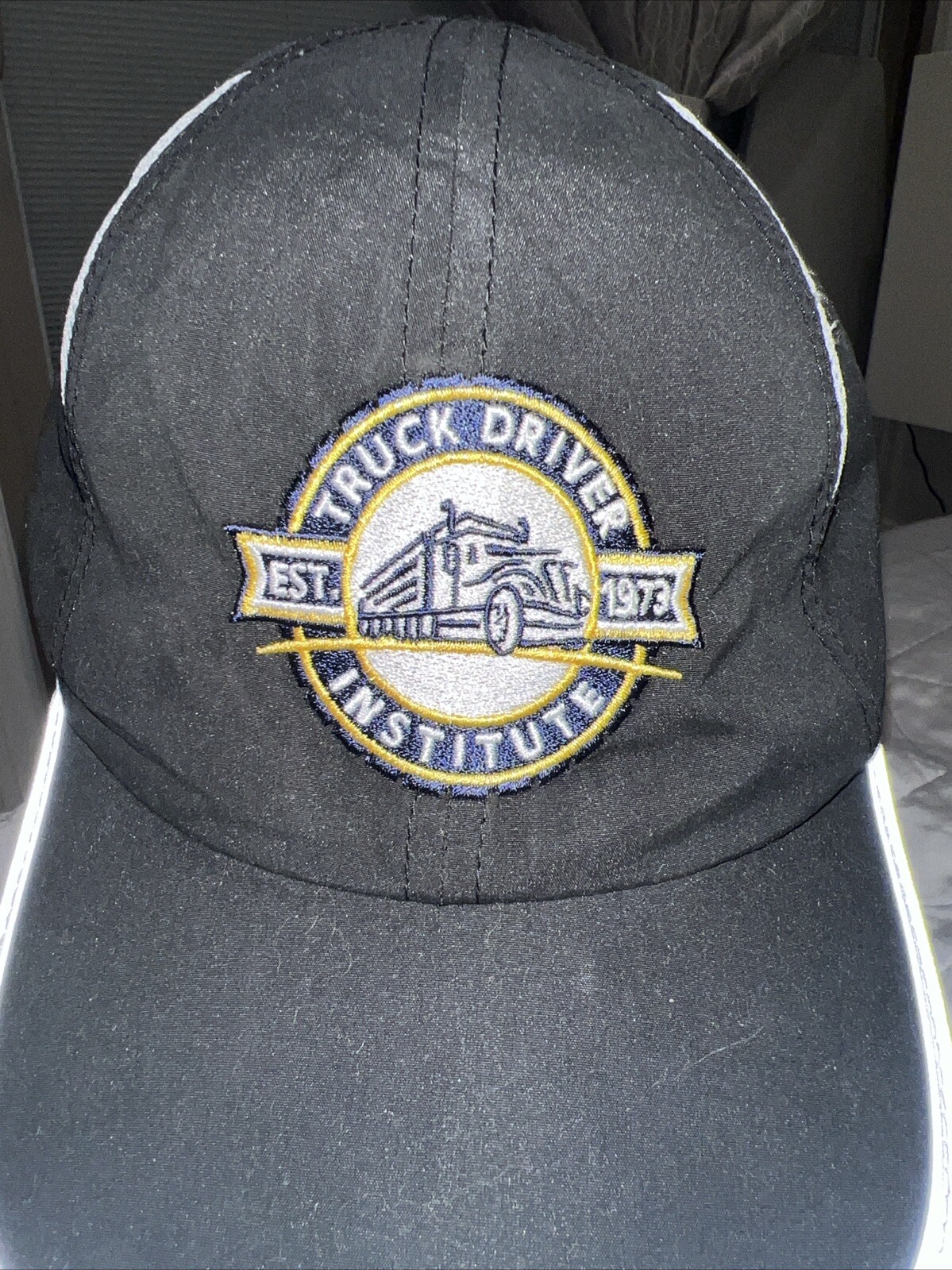Truck Driver Institute Est 1973 Patch Navy Gray Hat Cap Hook Loop Buckle Vented