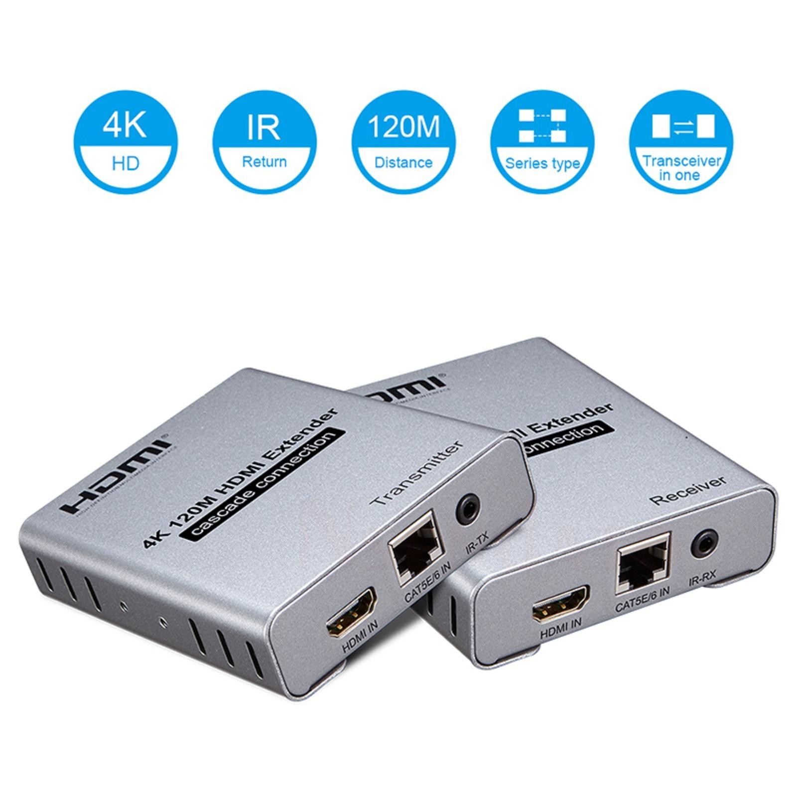 4K 120M HDMI Extender Cascade Connection over Cat5e/6 RJ45 Cable HDMI Splitter D