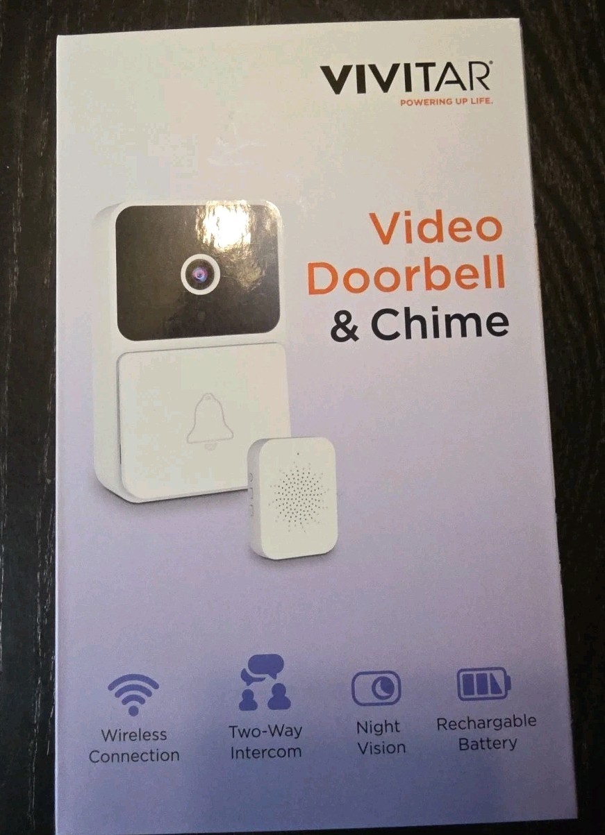 Vivitar Smart Video Doorbell & Chime WiFi Cam Night Vision 2-Way Audio Ring