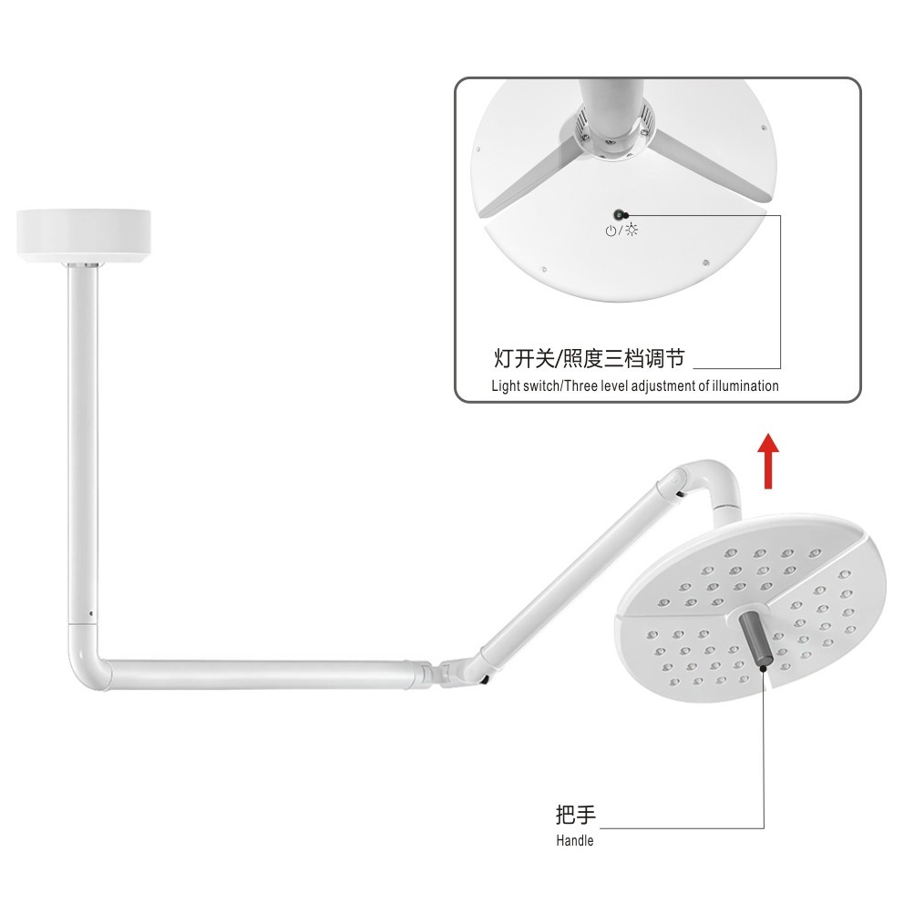 80W Dental 45 Leds Shadowless Surgical Light Ceiling-Mounted Veterinary Light