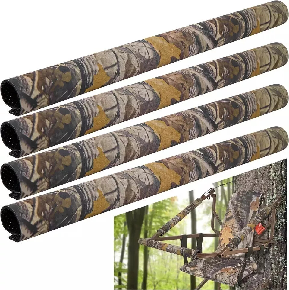 4Pcs 19.6"X5.3" Tree Stand Rail Pads Shooting Rail Pads Timber Camo Waterproof